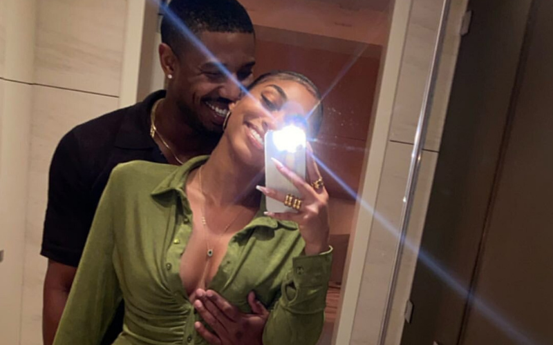 michael b jordan lori harvey bathroom selfie